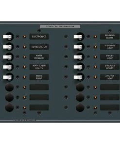 BLUE SEA SYSTEMS Traditional Metal DC Circuit Breaker Panel, 16-Position
