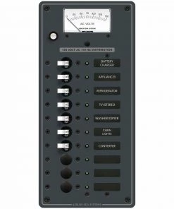 BLUE SEA SYSTEMS 10-Position AC Circuit Breaker Panel, 7 Circuit Breakers