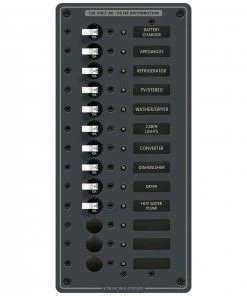BLUE SEA SYSTEMS 13-Position Vertical AC Circuit Breaker Panel, 10 Circuit Breakers