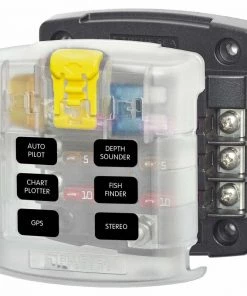 BLUE SEA SYSTEMS ST Blade Fuse Block, 6 Circuits with Cover