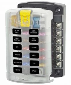 BLUE SEA SYSTEMS ST Blade Fuse Block, 12 Circuits with Cover