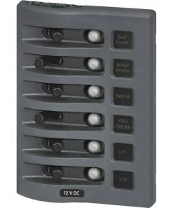 BLUE SEA SYSTEMS WeatherDeck® Waterproof Circuit Breaker Panel, Six-Position